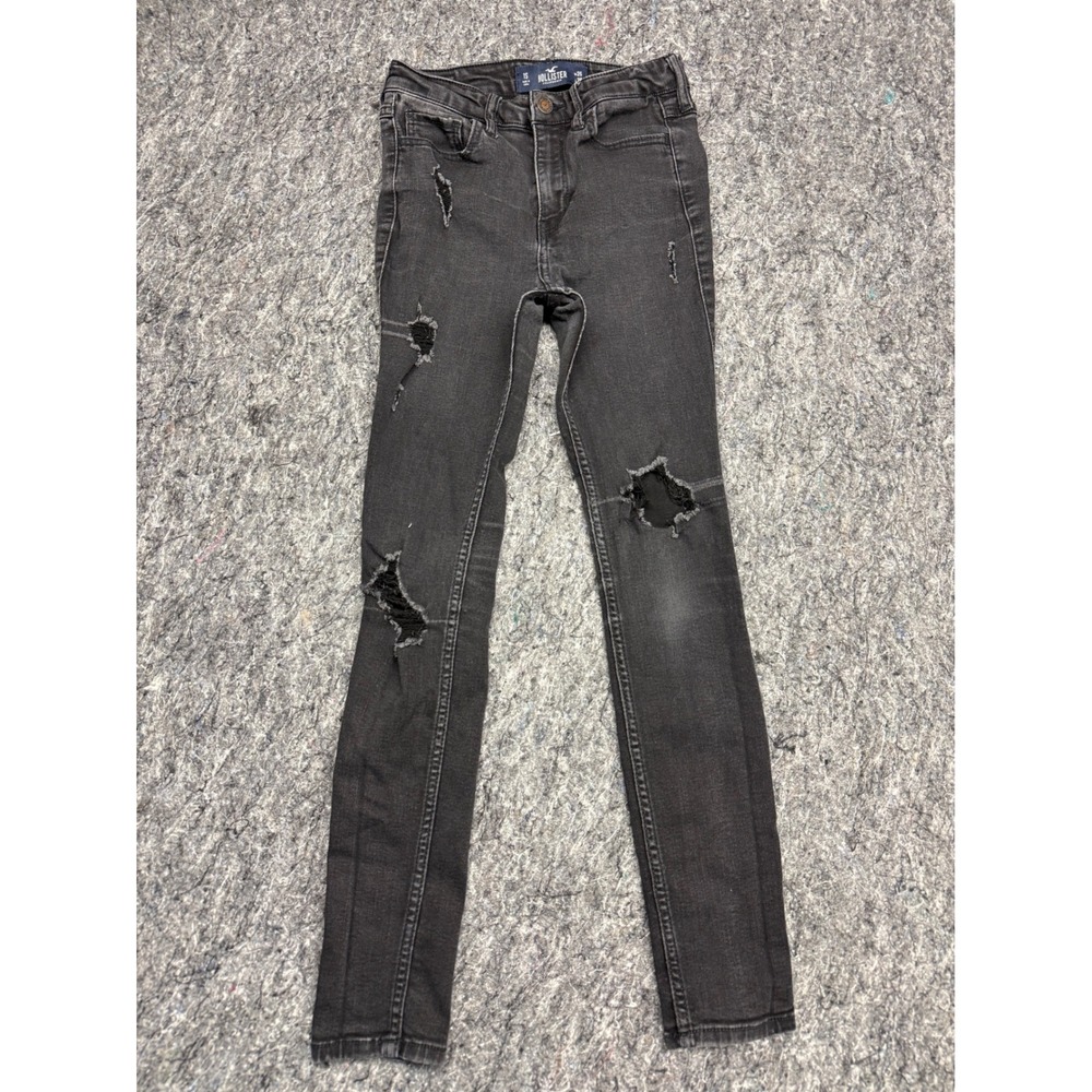 Hollister High-Rise Super Skinny Distressed Black Jeans W25 L28 Size 1S